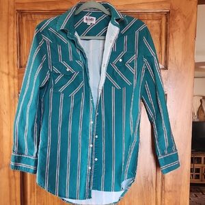Bandit Teal Striped Men's Casual Button-Down Shirt